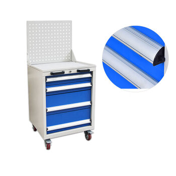 安赛瑞 挂板四抽工具车 生产车间重型汽修维修工具车 多功能铁皮移动手推车带挂板 566×600×850mm 28635