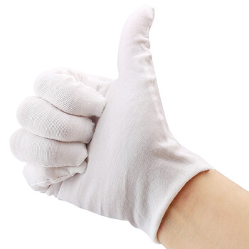 者也（ZYE）12双白色礼仪手套 检阅表演手套弹力劳保作业手套白手套棉汗布 珠宝盘珠文玩手套 中厚款