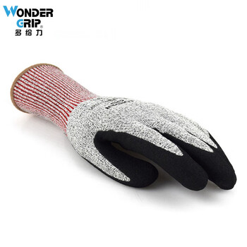 多给力（WonderGrip）丁晴浸胶手套 五级防割机械刀具作业金属加工手套WG-777CF M码 1双 定做