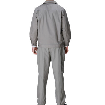 江燕 夏季纯棉工作服 长袖电工服 带反光条工装 100%棉 JY-1274 灰色套装 L 170