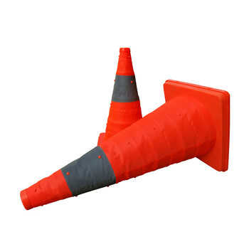 厚创便携式反光路锥可伸缩折叠路锥隔离墩 三角警示锥交通路障锥停泊车路锥底座24*24cm 高38cm / 不带警示灯