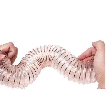 鼎红PU聚氨酯风管伸缩软管 镀铜钢丝软管透明吸尘木屑伸缩通风管壁厚1.5mm）内径45mm（一米价）