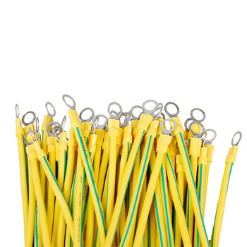 BOWERY黄绿双色桥架连接线光伏板接地线配电箱机房电线跨接线2.5平方200mm长M5 100根