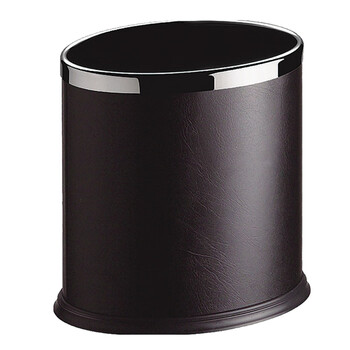 南 GPX-43B 南方椭圆单层垃圾桶 镜钢圈 黑色皮 商用客房无盖垃圾桶带活动钢圈 房间桶 果皮桶