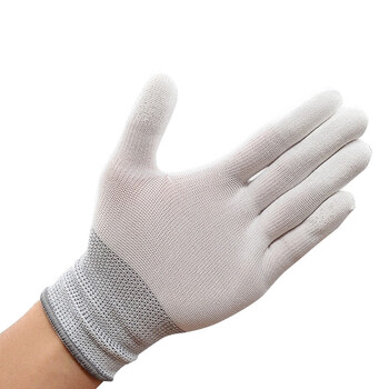 者也 防静电手套 PU涂指无尘车间透气劳保手套 独立包装L号10双