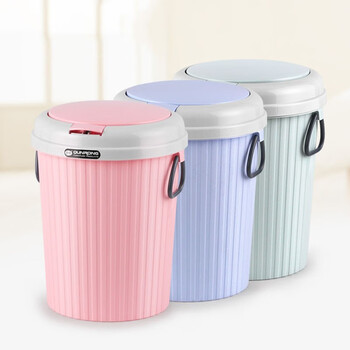 庄太太 卡其色16L两个 客厅卫生间带盖垃圾桶挂式办公室ZTT-9027