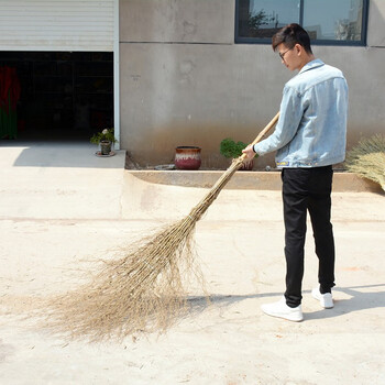 卫洋 WY0014 手工扫把 清洁扫把物业工厂 环卫工木柄大扫把5斤装 5把装