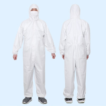 者也 一次性连体连帽防尘防护服防水全身隔离衣复工隔离服可重复使用 PP+PE双层覆膜 防护服 L码（170-175）