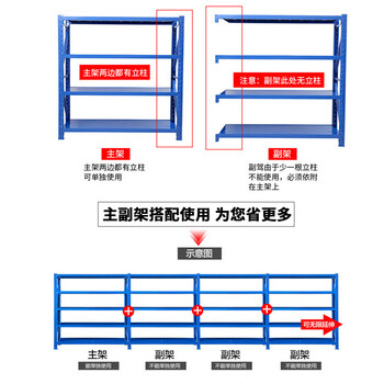 海斯迪克 HKW-48 仓储货架 库房仓库储物架 轻型多功能置物架 展示架 4层白色 长100*宽40*高200cm主架