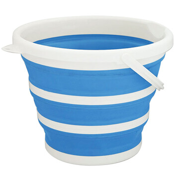兰诗（LAUTEE）WY4009 折叠桶便携储物伸缩桶洗车水桶美术洗笔桶 10L新款圆蓝色