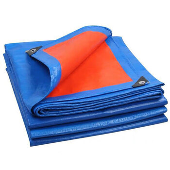 益美得 LH1075 加厚彩条布防雨布雨棚PE塑料布油布苫布遮阳雨蓬布 蓝橘色加厚 2*3/m