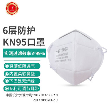 一护 KN95耳戴式口罩 防尘防颗粒物呼吸器 单支装 6002 单支装 KN95