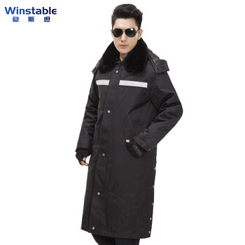 稳斯坦 WST552 保安大衣 劳保棉袄防寒服冬装反光棉服 加长款175