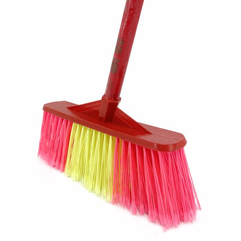 兰诗（LAUTEE）SB-0318 加长杆环卫物业木柄扫把笤帚 红色长斜杆宽头