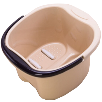 青苇 浴室塑料泡脚桶洗脚盆 加厚足浴桶 按摩轮水桶 米色