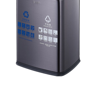 南 SF12-F01F 方形分类环境桶 黑金12L容量 酒店大堂商用 南方垃圾桶 果皮桶不锈钢垃圾桶