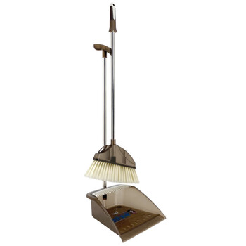 兰诗（LAUTEE）TTB-100 不锈钢扫把簸箕套装 学校物业扫帚垃圾铲套装 透明棕