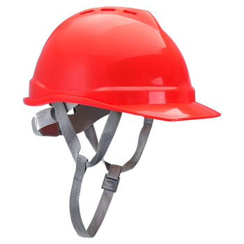 援邦  安全帽 工地  施工工程安全帽头盔 建筑 防砸抗冲击V型ABS安全帽插扣 红色I 均码