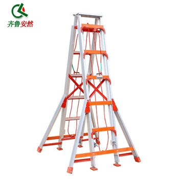 齐鲁安然 铝合金升降梯 人字梯工程梯 4米6米8米伸缩梯多功能折叠梯工地厂房施工梯双面人字梯 4米铝梯