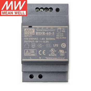 明纬（MEANWELL）HDR-60-5 导轨安装开关电源 明纬电源 6.5A 5V
