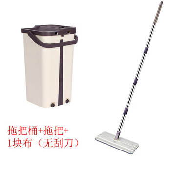 鸣固 工业清洁平板拖把 免手洗平板拖把 旋转墩布挤水拖把桶 经典款中桶 拖把桶+拖把+1块布