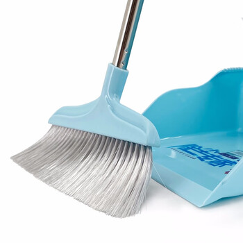 兰诗（LAUTEE）S-300 轻便扫把簸箕套装 学校物业不锈钢扫帚垃圾铲套装 蓝色