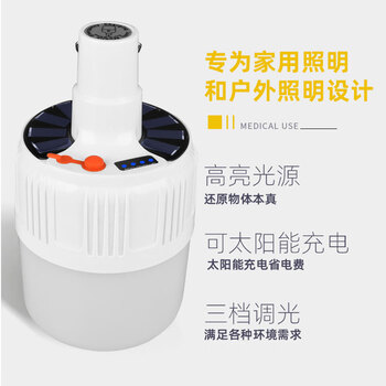 腾驰（CT)可充电灯泡 停电应急照明灯LED夜视灯摆摊夜市灯户外照明夜视灯 电显款120W(续航8-12小时)