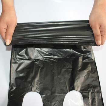莫恩克 黑色背心式垃圾袋 加厚小区物业办公收纳袋 手提垃圾袋32*55加厚85个