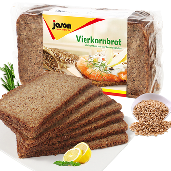 捷森jason 四种谷物面包500g/袋 饼干蛋糕 营养早餐吐司 粗粮无蔗糖食品 健身代餐