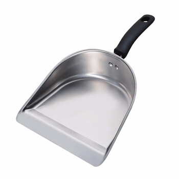 兰诗（LAUTEE）BJ-206 不锈钢手持垃圾铲 加厚铁簸箕 钢柄宽口小号