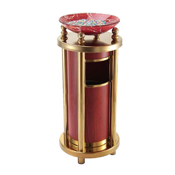 兰诗（LAUTEE）WY6019 酒店大堂垃圾筒 过道电梯口烟灰桶 宝鼎黑烤漆黑白盆