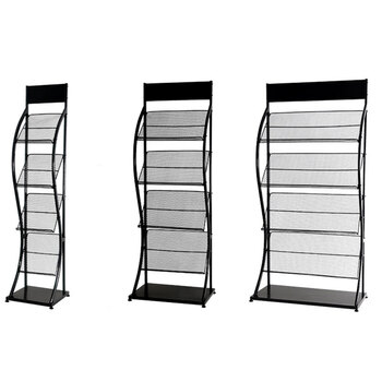 冰禹 BYaf-71 书架报刊架 多层报刊书报架 宣传展示架 黑63cm宽圆顶小孔板型199