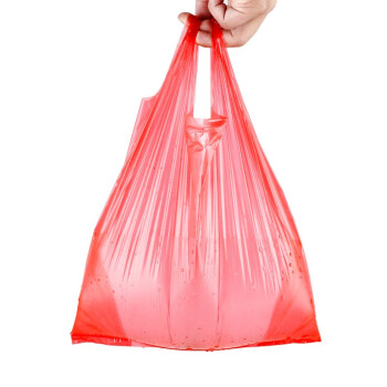兰诗（LAUTEE）FH-1158 红色手提垃圾袋 酒店商用背心垃圾袋 40*64cm*100只装