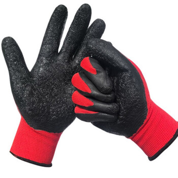 鲁坤  尼龙皱纹手套 挂胶线透气防滑防油劳保