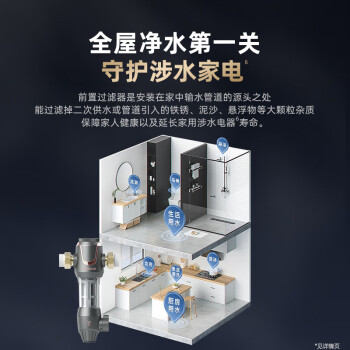 沁园（TRULIVA）家用入户自来水前置过滤器 8T大通量40微米手动正反冲洗过滤器 压力表监控全屋净水器P-A5510