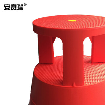 安赛瑞 塑料脚踏梯凳 理货凳超市取货凳登高凳 图书馆洗车移动梯凳 多功能仓库可移动脚踏圆凳 红色 25230