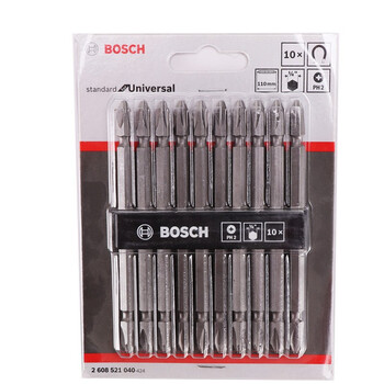 博世（BOSCH）双头十字批头起子头电动螺丝刀批头 风批嘴带磁性螺丝批头PH2/110mm 银色（10支装）