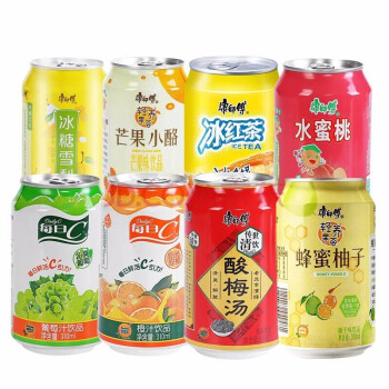 康师傅冰红茶果汁饮料310ml*12罐 芒果汁葡萄汁橙汁酸梅汤冰糖雪梨多