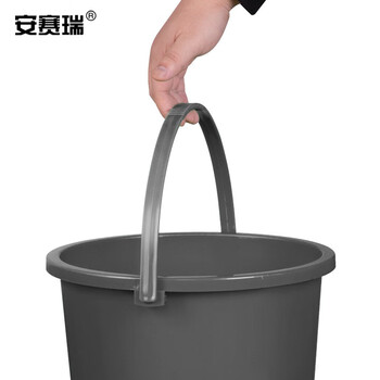 安赛瑞 塑料水桶 带盖手提厨余桶 20L 厨余垃圾分类餐厨圆桶 灰色 710052