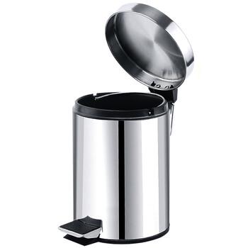 兰诗（LAUTEE）D012 不锈钢脚踏垃圾桶 办公室用带盖垃圾桶 5L