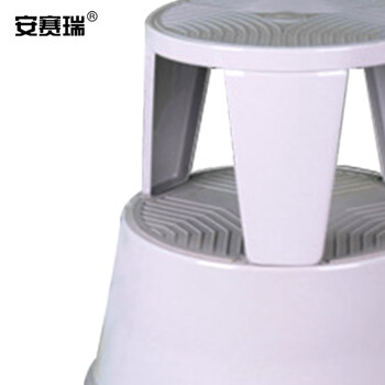 安赛瑞 钢制脚踏梯凳 理货凳超市取货凳登高凳 图书馆洗车移动梯凳 多功能仓库可移动脚踏圆凳 浅灰色 25231