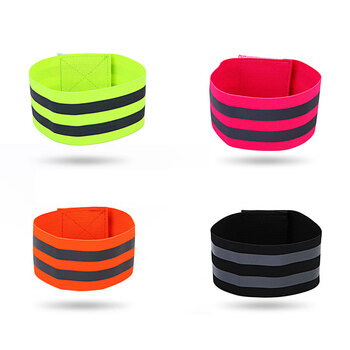 冰禹 BYaf-616 夜跑安全臂带 5cm宽高亮反光松紧带 运动手腕绑腿带 荧光绿