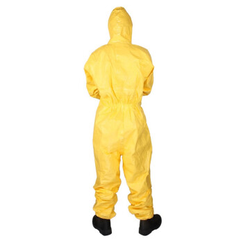 杜邦 Tychem 2000 连体防护服工业透气实验室防无机化学品防尘带头罩不带脚套黄色 XXL码 1套装