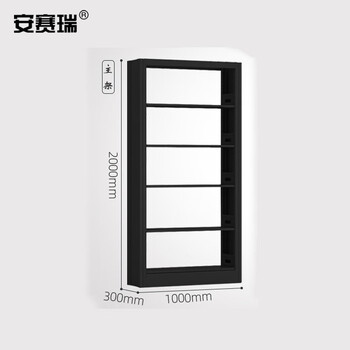 安赛瑞 钢制储物柜 存储展示架 钢制单面双面存储架 单面5层主架 黑色 700276