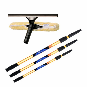 ETTORE 美国金鹰二节伸缩杆玻璃清洁套装(2.4米伸缩杆+不锈钢翻转式涂水器) 二件套