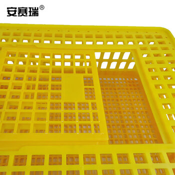 安赛瑞 方笼家禽周转箱 成鸡周转箱鸡用运输筐运输鸡笼子塑料周转箱养殖笼 成鸡75×55×27cm 530368