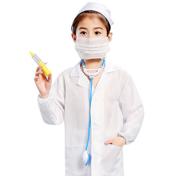 者也（ZYE）白大褂实验服长袖幼儿园小学表演服装职业过家家扮角色表演出服装白大衣 白色厚款 135cm