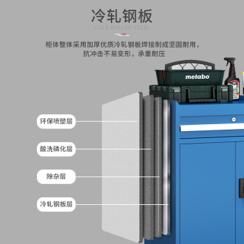 震迪工具柜重型储物柜五金工具车可定制SH718二抽无轮无挂板蓝色