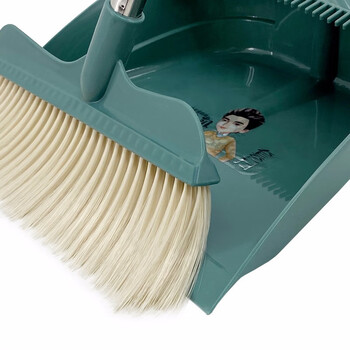 兰诗（LAUTEE）H2-022 不锈钢细丝软毛扫把簸箕套装 办公室扫把套装 浅绿