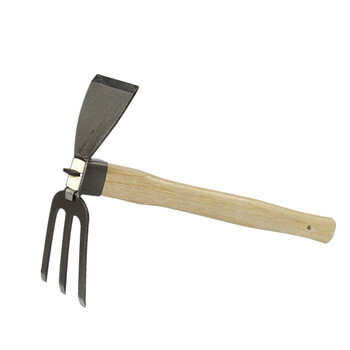 兰诗（LAUTEE）WY4088 木柄小锄头园艺工具除草耙子 加厚全冈锄头四件套